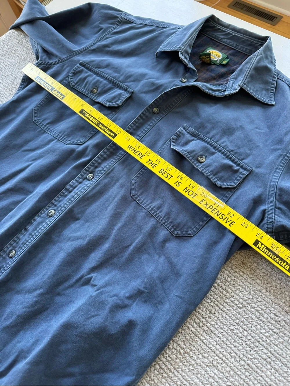 Cabela's Men's Dark Blue Flannel Lined Cotton Canvas Shirt Jacket Shacket Large